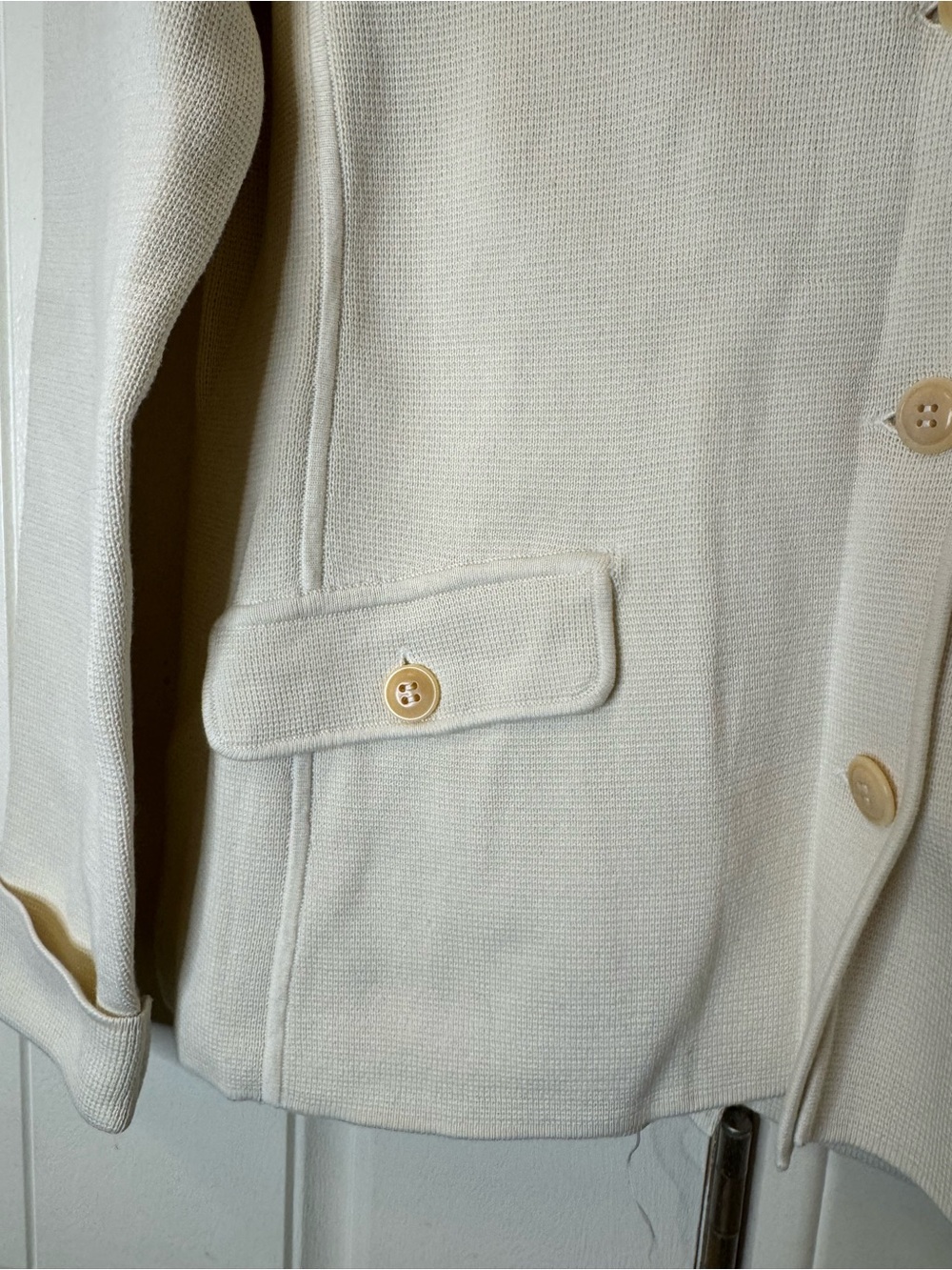 Talbots Cream Knit Button-Front Jacket - Picture 7 of 11